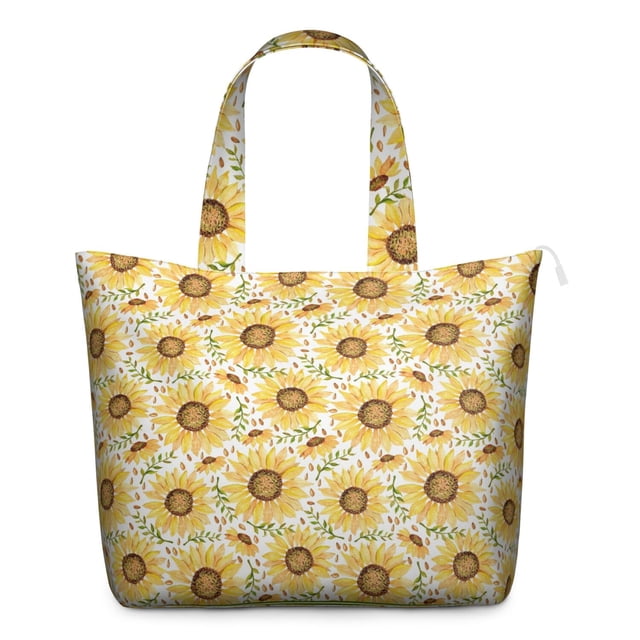 Boho Sunflower Travel Bag Rustic Floral Duffel, Lightweight, , Adjustable Shoulder Strap, Autumn Inspired