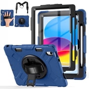 GEAK Compatible with Apple iPad A16 11th/10th Generation 11 inch Case with Screen Protector, 360° Shockproof Stand Cover Case with Pencil Holder for iPad 10th 11th Gen 2025