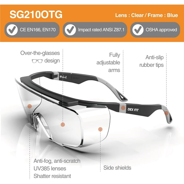 DEX FIT SG210 OTG Grey Safety Over Glasses (Clear Lens