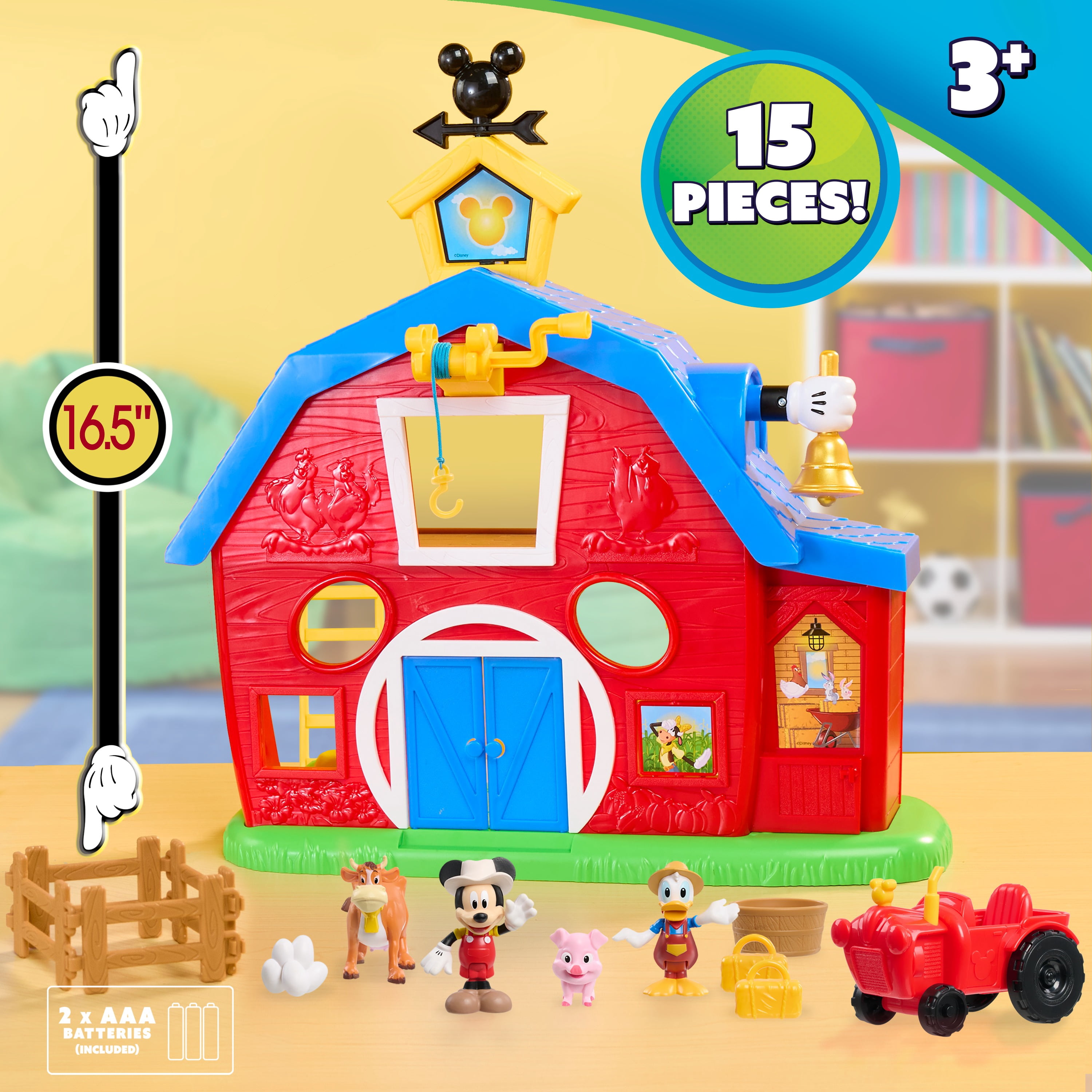 Disney Jr. Mickey Mouse Clubhouse Barnyard Fun Playset with Sounds, 15-pieces, Kids Ages 3+