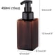 thumbnail image 3 of Dispensador de jabón espumoso, botella de plástico rellenable con bomba de 450 ml (15 oz) para jabón líquido, champú y gel de baño (2 piezas) (marrón), 3 of 4