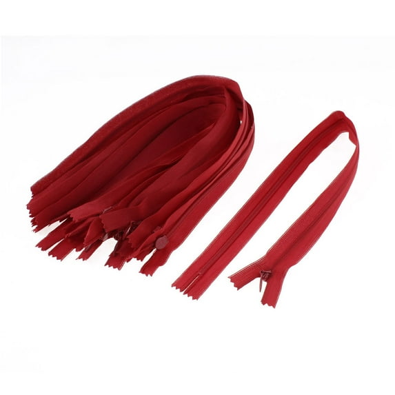 Unique Bargains Red Invisible Nylon Concealed Zip Zipper 14-inch 10 Pcs