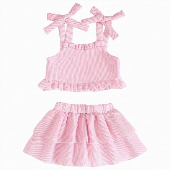 OYXSER Toddler Baby Girls Summer Outfits 2T 3T Camisole Top Shorts Set, Pink 0-6M
