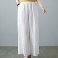 thumbnail image 6 of Wycnly Pants for Women Trousers for Women Fashion Drawstring Elastic Waist Loose Straight Leg Pants Vintage Cotton Linen Casual Ladies Long Pants with Pocket, 6 of 7