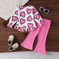 thumbnail image 4 of Gelikeya Toddler Baby Girl Valentines Day Outfits Spring Fall Winter Clothes Ruffle Sleeve Crew Neck Sweatshirts Flare Pants Set, Light Pink & 6-9 Months, 4 of 9