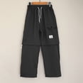 thumbnail image 6 of Women's Zip Off Convertible Straight Leg Cargo Pants, Two in One Long Pants to Shorts with Detachable Hem, Lightweight Travel Hiking Trousers for Outdoor, Breathable Black L, 6 of 8