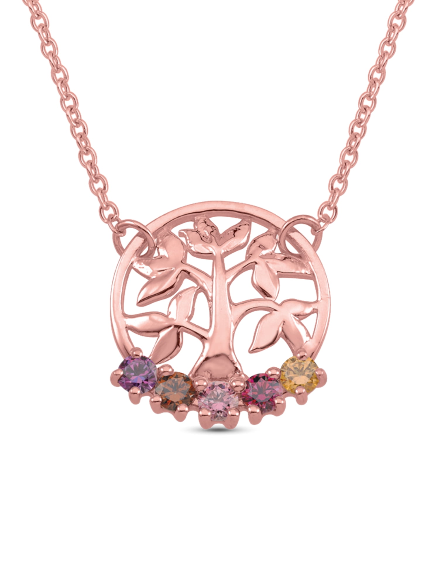 Personalized Tree of Life Birthstone Necklace in 14K Gold by Jewlster