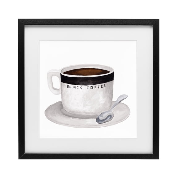 Stupell Industries Black Coffee Mug Black Framed Print Under Glass, design by Elizabeth Medley
