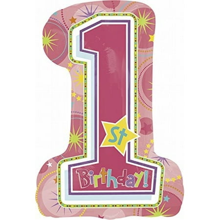 Anagram International One-Derful Birthday Girl Shape Balloon, 28", Multicolor