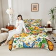 thumbnail image 4 of Homewish Vintage Rustic Floral Full Size Comforter Sets, Cartoon Butterfly Animal Bedding Comforter Set, Western Farmhouse Reversible Bedding Sets, Lightweight Room Decor, 3-Piece, 4 of 8