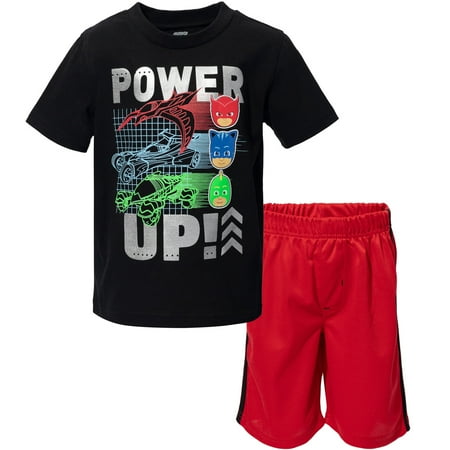 

PJ Masks Catboy Gekko Owlette Toddler Boys Graphic T-Shirt Mesh Shorts Outfit Set Black / Red 5T Toddler to Little Kid