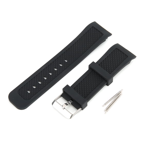 Waterproof Silicone Watch Strap 22mm Premium Wristwatch Replacement Band Pin Buckle Arc Curved End Watchband / 22mm Black
