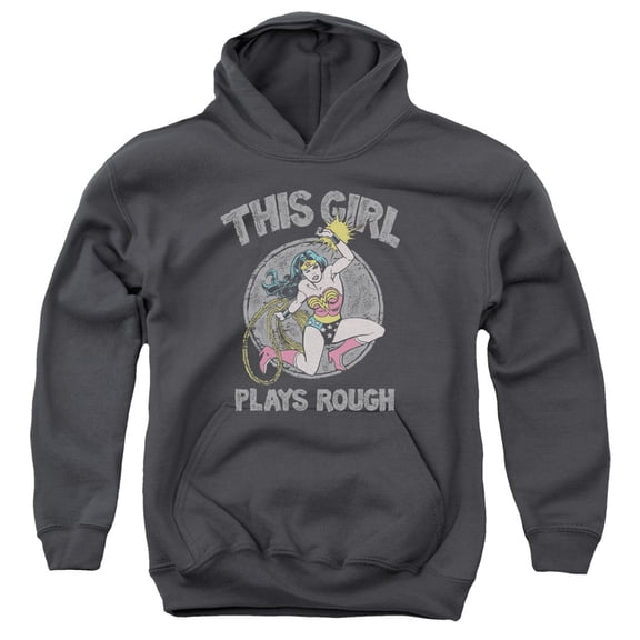 Dc - Plays Rough - Youth Hooded Sweatshirt - Medium