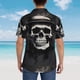 thumbnail image 4 of Balery Magician Hat Skull Camisas hawaianas de manga corta para hombre, camisas playeras de corte holgado, camisas de vacaciones con botones,Medium, 4 of 7