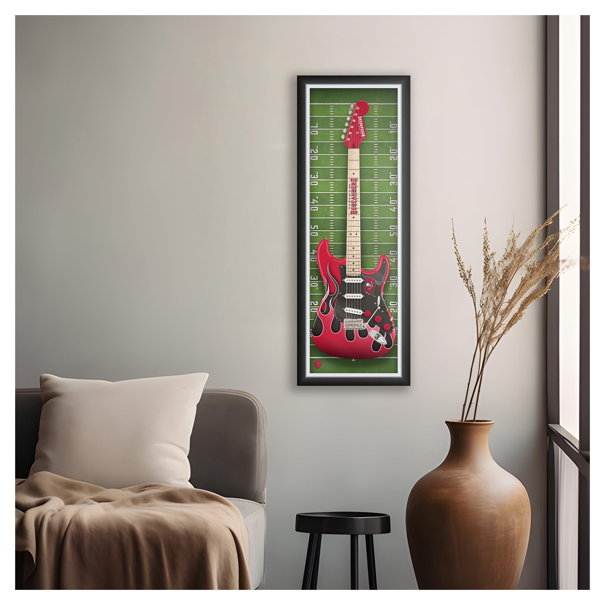 Tampa Bay Buccaneers 14" x 37" Framed Electric Guitar Print