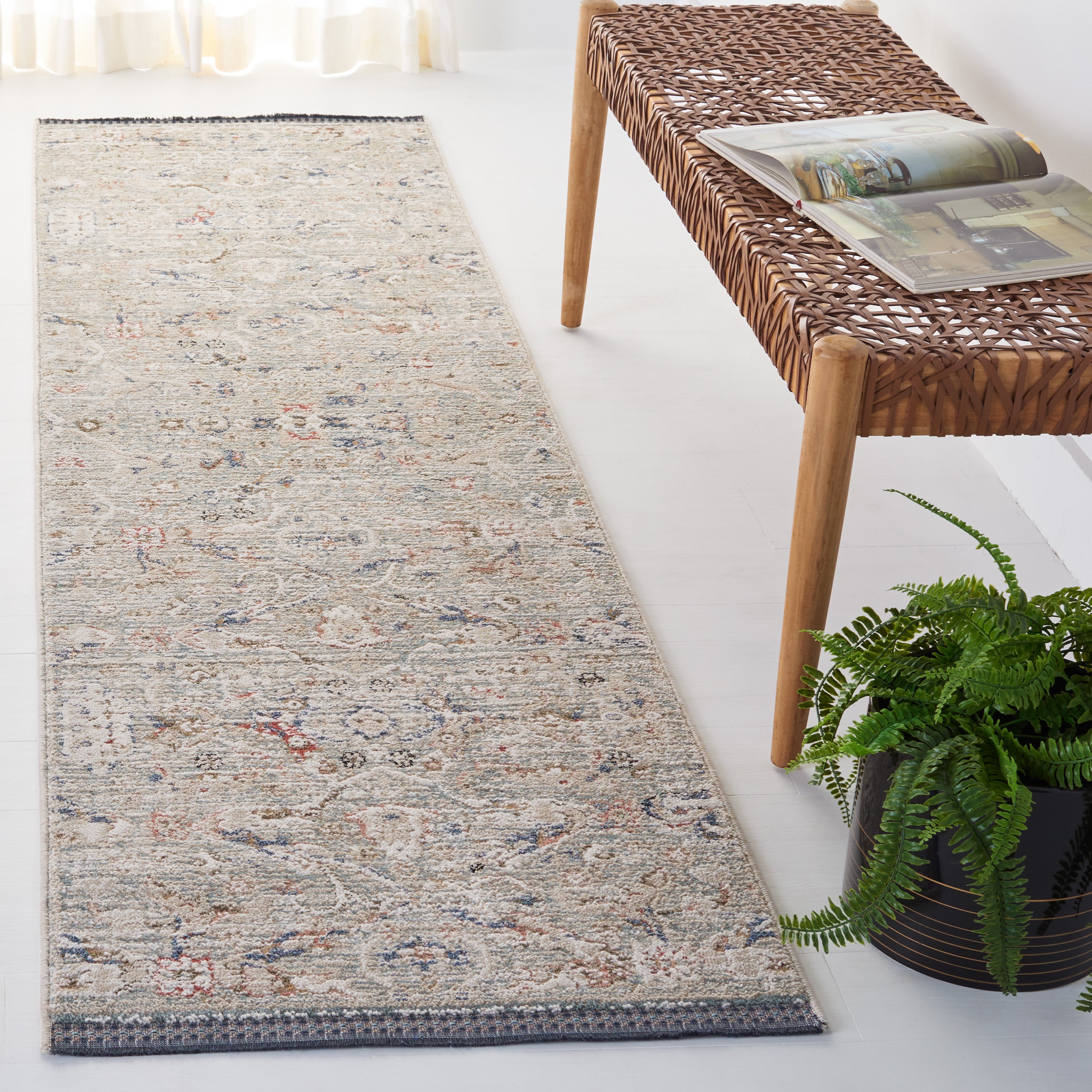 SAFAVIEH Vivaldi Petrina Abstract Runner Rug, Ivory/Navy, 2'2" x 8'