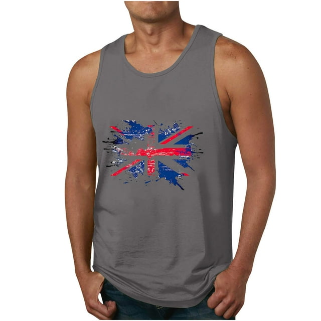 Débardeur pour Hommes, Débardeur Imprimé Décontracté Sport Sans Manches Col Rond T-shirt Débardeur