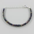 thumbnail image 2 of Black Ethiopian Opal 3-3.5mm Rondelle Shape Smooth Cut Beads 7 inch adjustable Silver Plated Clasp Bracelet for men, women, unisex. Link Chain Stacking Bracelet.|LINK_00988, 2 of 3