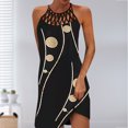 thumbnail image 1 of Vestido Vestido ajustado para mujer Asimétrico ahuecado Impreso Traje diario (Negro M) Kuymtek Negro T M para Mujer, 1 of 8