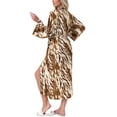 thumbnail image 3 of INSPIRE CHIC Women Satin Leopard Long Robe Silky Long Sleeves Cover Up Loose Bridal Party Bathrobes with Belt One Size Brown Leopard, 3 of 6