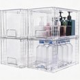 thumbnail image 1 of Paquete de 4 Cajones de Almacenamiento Apilables Grandes, Organizadores de Cajones de Acrílico Transparente con Asas, Fácil de Ensamblar para Debajo del Fregadero de Cocina, Baño, Gabinete, 1 of 4