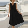 thumbnail image 2 of YuXingFu Loose Cotton Casual Dresses Women Maxi V-Neck Plus Size Womens Dress Sleeveless Button Long Casual Summer Black L, 2 of 5