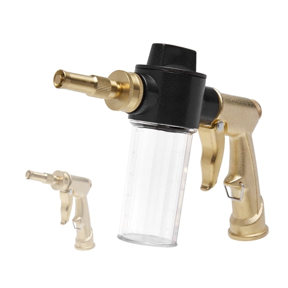 Adjustable Garden Hose Nozzle Sprayer with 3.5oz Soap Dispenser, Heavy Duty Car Wash Foam Gun,for Gardening, Solar Panel Cleaning, Pet Showering