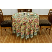 Red Floral Round Tablecloth, Indian Block Print Round Table Cover, Circle Tablecloth, Housewarming Gift, Country Kitchen Round TableCloth 72x72 Inches