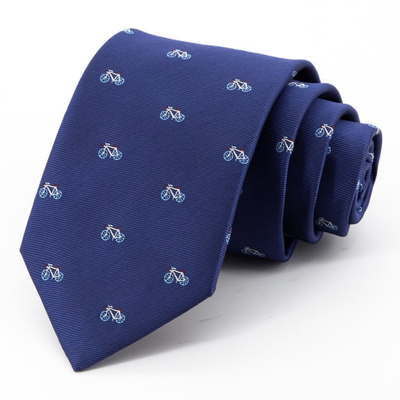 Yongchuantie Fashion Blue Personalized Bicycle Pattern Men's Tie Formal Business 8CM Wide Tie Gift Box