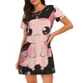 thumbnail image 1 of Balery Cute Axolotl Sakura Blossoms B Camisón de manga corta con cuello redondo para mujer, cómodo y elegante., 1 of 6