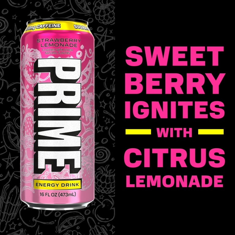 PRIME Energy Drink Strawberry Lemonade, 16 fl oz, 12 Pack photo 3
