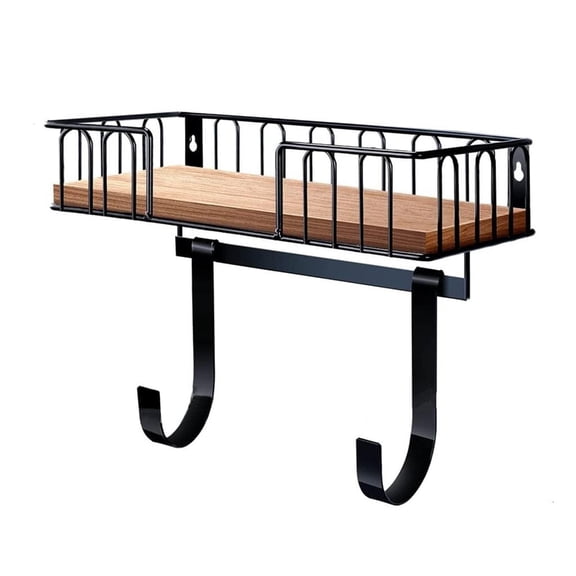 YIGSECU Laundry Room Ironing Equipment Holder Wall Mounted with Wood Basket & Hook Ironing Board & Iron Store Wall Rack set