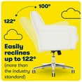 thumbnail image 6 of Serta Ashland Office Desk Chair, Button Tufted Mid-Back, Memory Foam Cushion, Chrome Swivel Base, White, 6 of 10