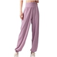 thumbnail image 2 of CLOISE Women's Pants Petite High Waisted Pants Sweatpants Soft Pull On Stretch Yoga Pants Elastic Waist Lightweight Sweatpants Fashion Comfy Solid Trousers Pink, 2 of 4