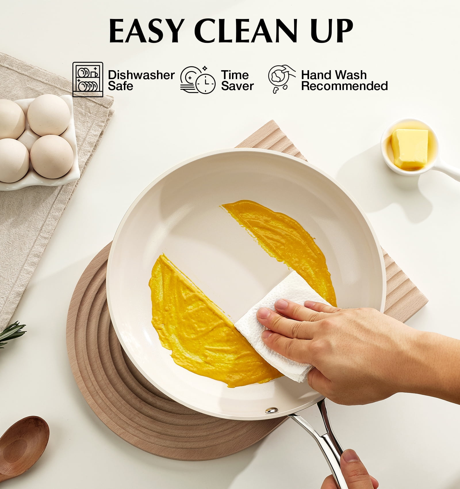 Koch Systeme CS 10 inch Ceramic Non-Stick Frying Pan with Lid, Steel Handle, Oven and Dishwasher Safe, Even Heating, Suitable For All Stoves, Green