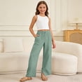 thumbnail image 2 of Staki Girl's Wide Leg Casual Linen Pants Elastic High Waisted Long Loose Trousers 4-14 Years,7-8 Years, 2 of 4