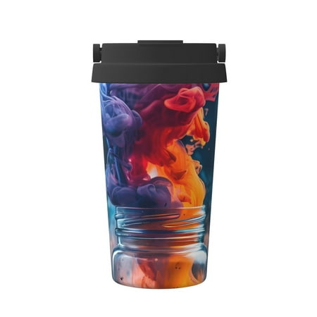 

Pofeuu Modern Art Red And Blue Colors Print Coffee Mug Iced Coffee Tumbler Cup Double Wall Vacuum Leak-Proof Thermos Mug CoffeeThermos Travel Mug