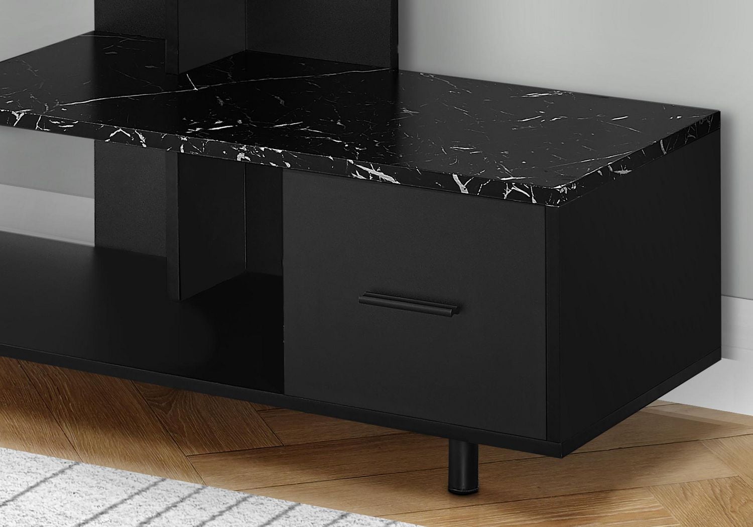 Monarch Specialties Tv Stand, 48 Inch, Console, Media Entertainment Center, Storage Drawer, Living Room, Bedroom, Laminate, Black Marble Look, Contemporary, Modern