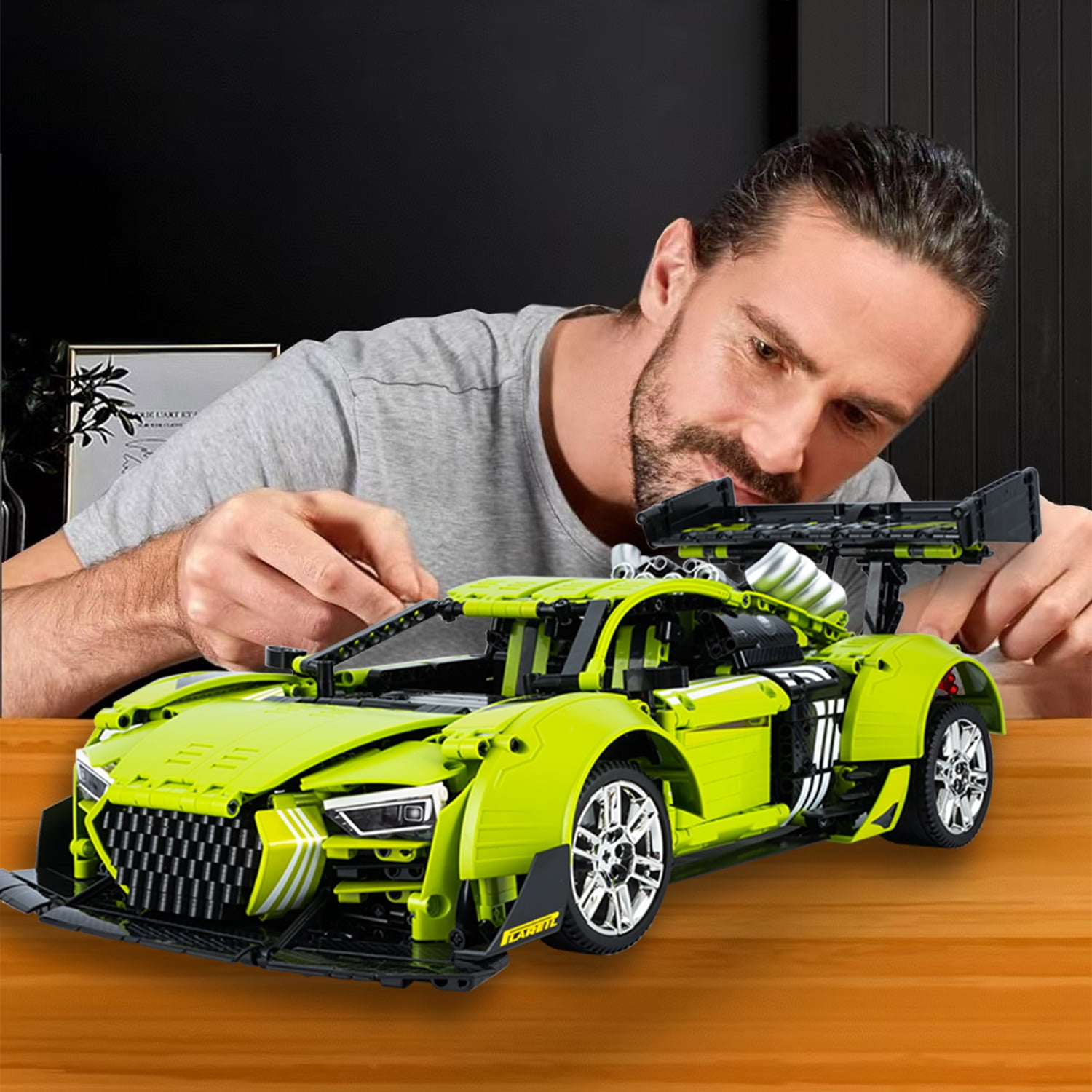 QOQ Super Sports Car Toy Building Kit, 1:10 Scale Adult Collectible Model Gift for 14+ Year Boys (2641Pcs)