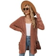 thumbnail image 3 of Women'S 2025 Fall Fashion Cardigan Soft Knit Cardigan for Women Long Sleeve Open Front Coat with Pockets Orange red XL, 3 of 9