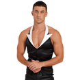 thumbnail image 5 of Disfraz de camarero de Anime para hombre, traje de Halloween, chaleco sin mangas con cuello Halter, Tops con botones y dobladillo Irregular con espalda descubierta y retales, 5 of 5
