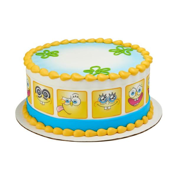 Spongebob Face PERSONALISED 8 INCH ICING Edible Cake Topper Birthday Cute Kids 