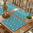 thumbnail image 3 of Easter Bunny Placemats Set of 12, Simple Abstract White Bowknot Rabbit Leaf Blue Heat Insulated Linen Place Mats, Washable Stain-Proof Table Mats for Dining Tables Holiday Decor 13x19 Inches, 3 of 9