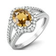 thumbnail image 2 of 2.56 cts Citrine Split Shank 925 Sterling Silver Solitaire Halo Mother's Day Gift Ring, 2 of 3