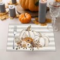 thumbnail image 2 of Fall Placemats Set of 4,12x18 Inch Stripes with Pumpkins Flowers Heat-Resistant Place Mats,Seasonal Autumn Table Decors for Farmhouse Kitchen Dining Thanksgiving Holiday Party, 2 of 6
