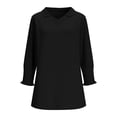 thumbnail image 4 of Women's V-Neck T-Shirts 3/4 Sleeve Solid Color Casual Tees Tops Summer Comfy Loose Vacation Lightweight Fashion Tee Shirts, 4 of 6