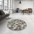 thumbnail image 3 of Ahgly Company Indoor Round Patterned Pale Silver Gray Novelty Area Rugs, 4' Round, 3 of 6