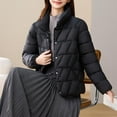 thumbnail image 4 of UPPADA Women's Puffer Jackets Winter Cropped Button Down Coats Zip Up Warm Lightweight Quilted Jacket with Pockets,Winter Jacket for Women Black,L, 4 of 5