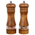 thumbnail image 2 of Juego de molinillos de sal y pimienta, molinillo de pimienta de madera premium con molinillos de especias, molinillo de sal manual con molinillo de cerámica ajustable, fácil de llenar y recargable (2 Namotu ZH-392-2, 2 of 6