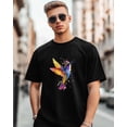 thumbnail image 1 of Camisetas de manga corta con estampado de colibrí en acuarela para hombre, camisetas de cuello redondo, 1 of 8